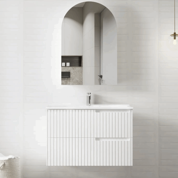 Noosa 900mm Satin White Wall Hung Vanity