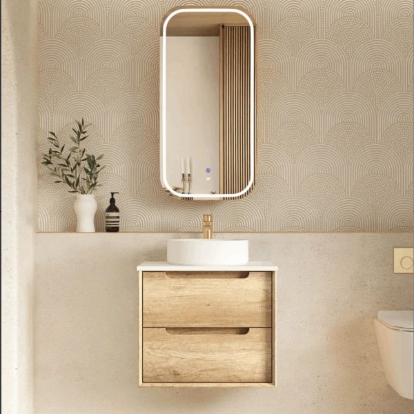 Byron 600mm Natural Oak Wall Hung Vanity