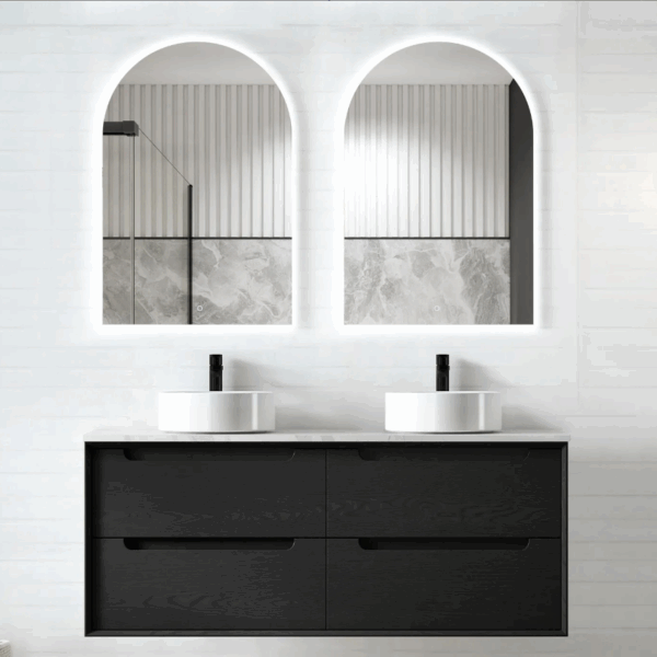 Byron 1200mm Black Oak Wall Hung Vanity Double Bowl