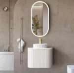 Bondi 600mm Satin White Fluted Wall Hung Curve Vanity - Image 3