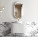 Bondi 750mm Satin White Fluted Wall Hung Curve Vanity - Image 2