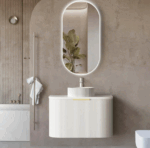 Bondi 750mm Satin White Fluted Wall Hung Curve Vanity