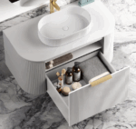 Bondi 750mm Satin White Fluted Wall Hung Curve Vanity - Image 4