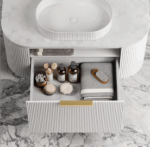 Bondi 750mm Satin White Fluted Wall Hung Curve Vanity - Image 7