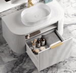 Bondi 900mm Satin White Fluted Wall Hung Curve Vanity - Image 5