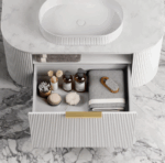 Bondi 900mm Satin White Fluted Wall Hung Curve Vanity - Image 4