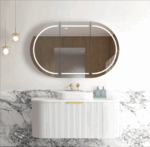 Bondi 1200mm Satin White Fluted Wall Hung Curve Vanity