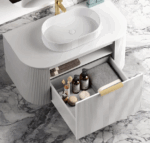 Bondi 1200mm Satin White Fluted Wall Hung Curve Vanity - Image 9