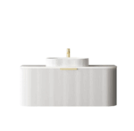 Bondi 1200mm Satin White Fluted Wall Hung Curve Vanity - Image 6