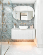 Bondi 1200mm Satin White Fluted Wall Hung Curve Vanity - Image 4