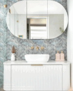 Bondi 1200mm Satin White Fluted Wall Hung Curve Vanity - Image 3