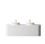 Bondi 1500mm Satin White Fluted Wall Hung Curve Vanity - Image 3