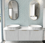Bondi 1800mm Satin White Fluted Wall Hung Curve Vanity - Image 9