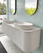 Bondi 1800mm Satin White Fluted Wall Hung Curve Vanity - Image 8