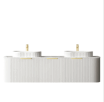 Bondi 1800mm Satin White Fluted Wall Hung Curve Vanity - Image 5