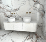 Bondi 1800mm Satin White Fluted Wall Hung Curve Vanity - Image 2