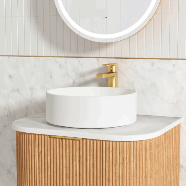 Bondi 600mm Woodland Oak Fluted Curve Vanity