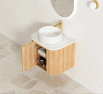 Bondi 600mm Woodland Oak Fluted Curve Vanity - Image 3