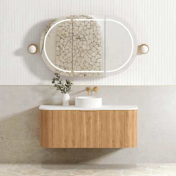 Bondi 1200mm Woodland Oak Fluted Curve Vanity