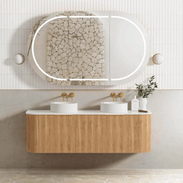 Bondi 1500mm Woodland Oak Fluted Curve Vanity