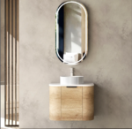 Bondi 600mm Natural Oak Wall Hung Curve Vanity