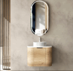 Bondi 600mm Natural Oak Wall Hung Curve Vanity - Image 2