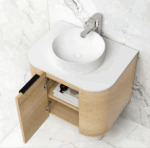 Bondi 600mm Natural Oak Wall Hung Curve Vanity - Image 3