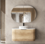 Bondi 900mm Natural Oak Wall Hung Curve Vanity - Image 3