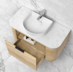 Bondi 900mm Natural Oak Wall Hung Curve Vanity - Image 4