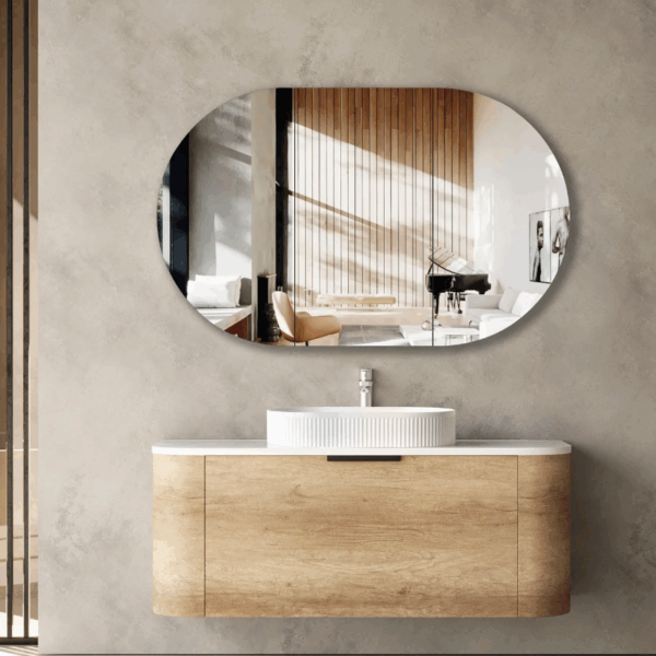 Bondi 1200mm Natural Oak Wall Hung Curve Vanity
