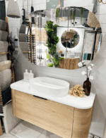 Bondi 1200mm Natural Oak Wall Hung Curve Vanity - Image 6