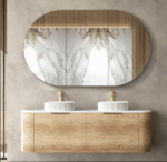 Bondi 1500mm Natural Oak Wall Hung Curve Vanity