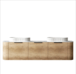 Bondi 1800mm Natural Oak Wall Hung Curve Vanity - Image 4