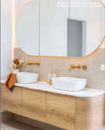 Bondi 1800mm Natural Oak Wall Hung Curve Vanity - Image 2