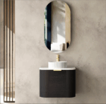 Bondi 600mm Black Oak Wall Hung Curve Vanity