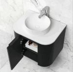 Bondi 600mm Black Oak Wall Hung Curve Vanity - Image 5