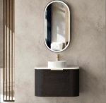 Bondi 750mm Black Oak Wall Hung Curve Vanity