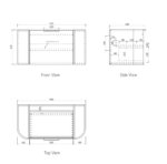 Bondi 900mm Black Oak Wall Hung Curve Vanity - Image 9