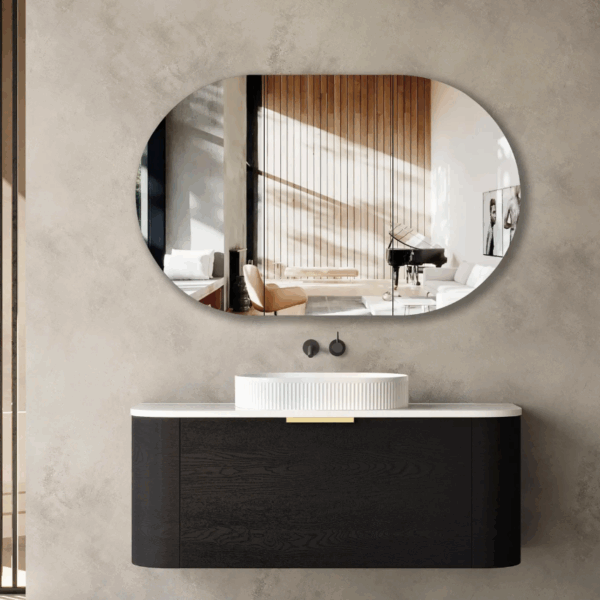 Bondi 1200mm Black Oak Wall Hung Curve Vanity