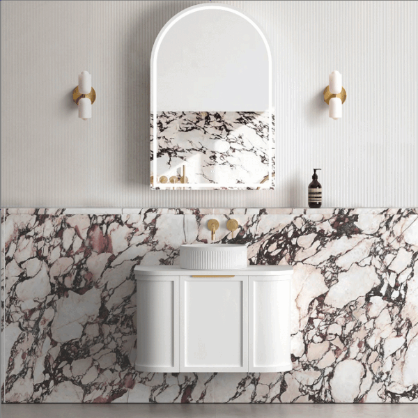Hampshire 750mm Satin White Wall Hung Curve Vanity