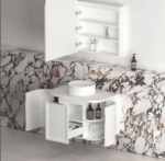 Hampshire 750mm Satin White Wall Hung Curve Vanity - Image 4