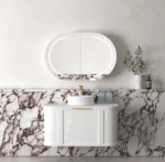 Hampshire 900mm Satin White Wall Hung Curve Vanity