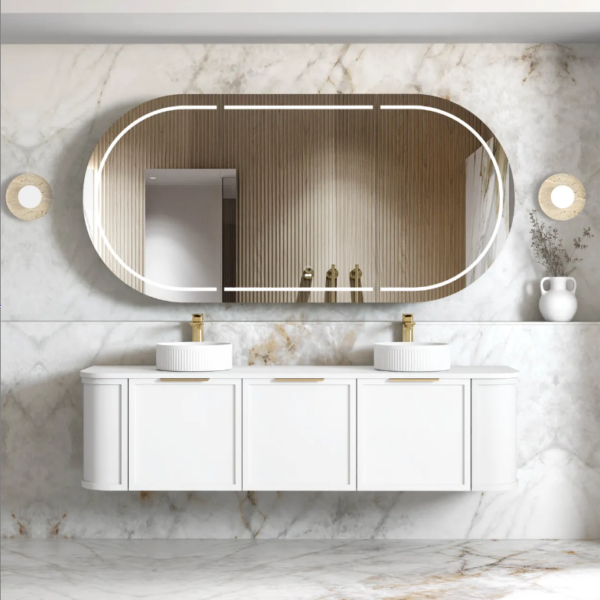 Hampshire 1800mm Satin White Wall Hung Curve Vanity