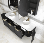 Hampshire 1800mm Satin Black Wall Hung Curve Vanity - Image 5