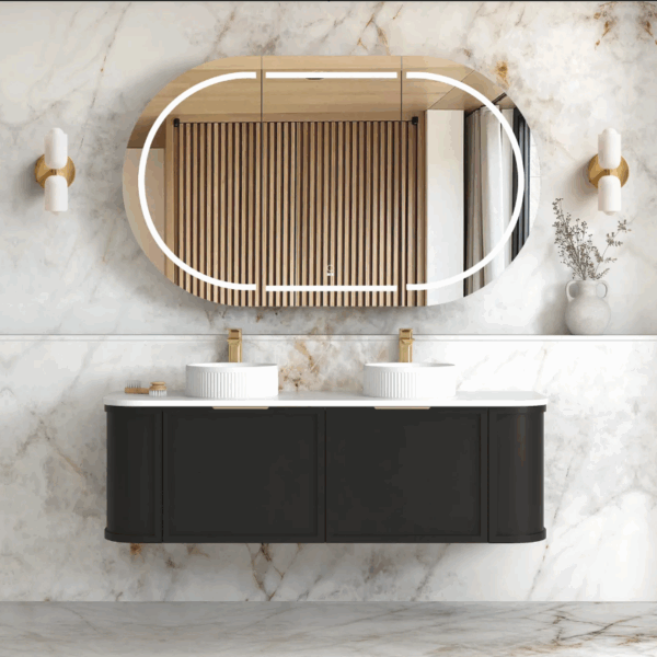 Hampshire 1500mm Satin Black Wall Hung Curve Vanity