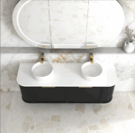 Hampshire 1500mm Satin Black Wall Hung Curve Vanity - Image 6