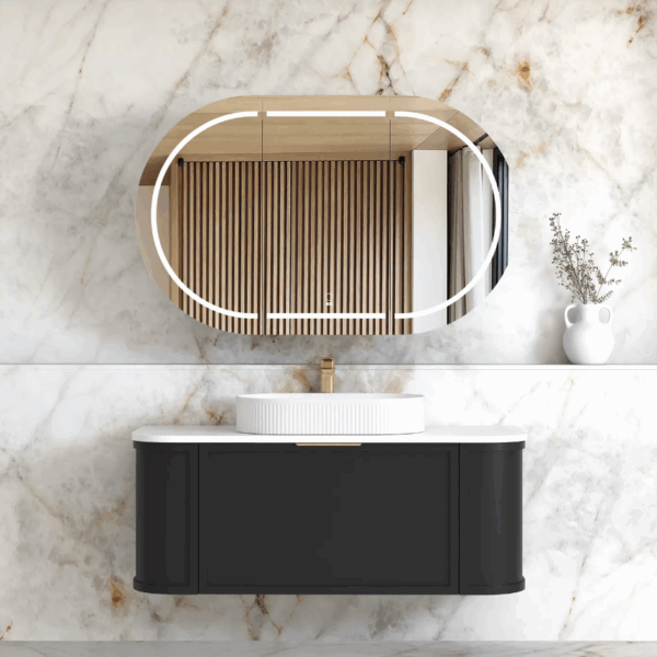 Hampshire 1200mm Satin Black Wall Hung Curve Vanity