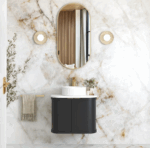 Hampshire 600mm Satin Black Wall Hung Curve Vanity