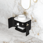 Hampshire 600mm Satin Black Wall Hung Curve Vanity - Image 7