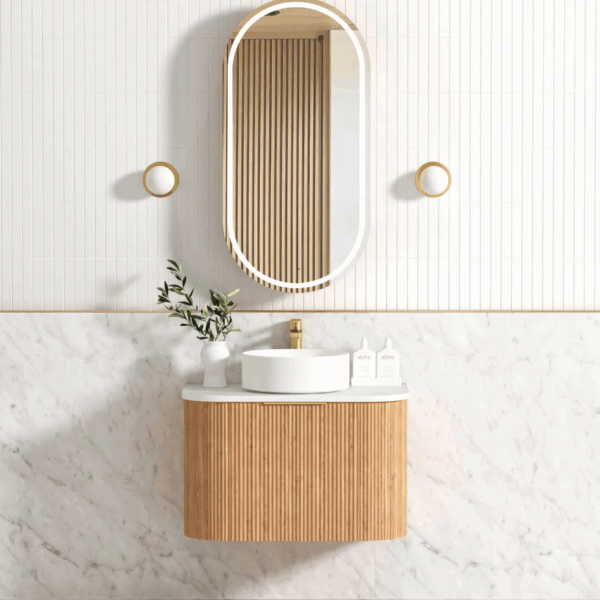 Bondi 750mm Woodland Oak Fluted Curve Vanity